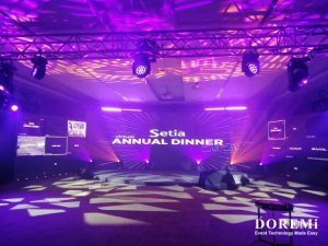 Top Event Trends to Watch in 2025 10 The image features a colour display of LED Lighting System on stage for an Annual Dinner Theme event.