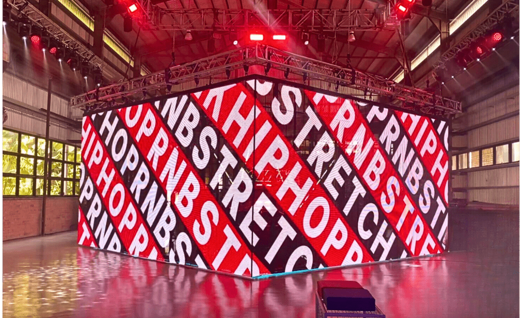 See through Transparent LED Screen technology. A new application display technology to increase brand awareness and capture the attention of visitors of an event for an immersive experience.
