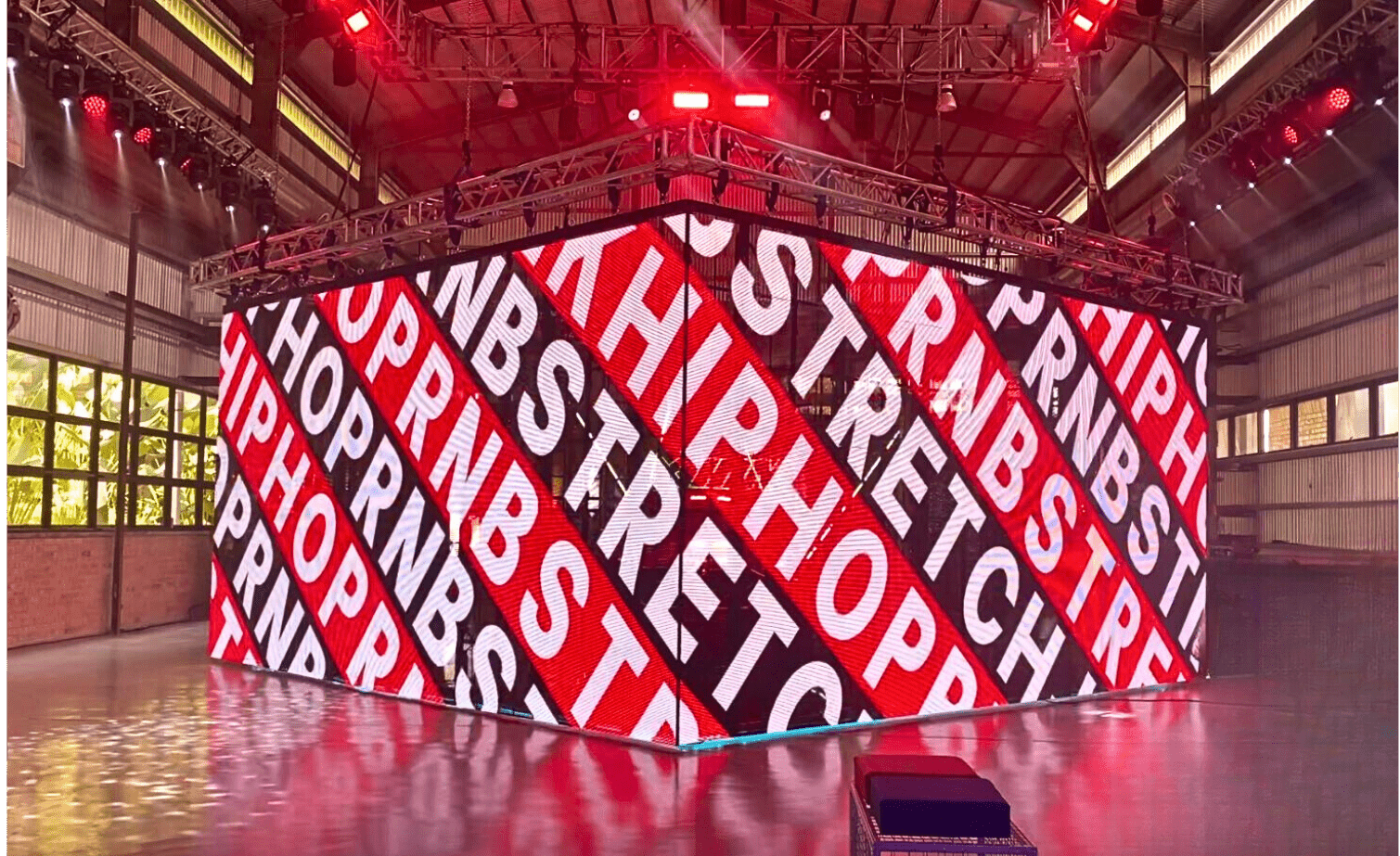 See through Transparent LED Screen technology. A new application display technology to increase brand awareness and capture the attention of visitors of an event for an immersive experience.