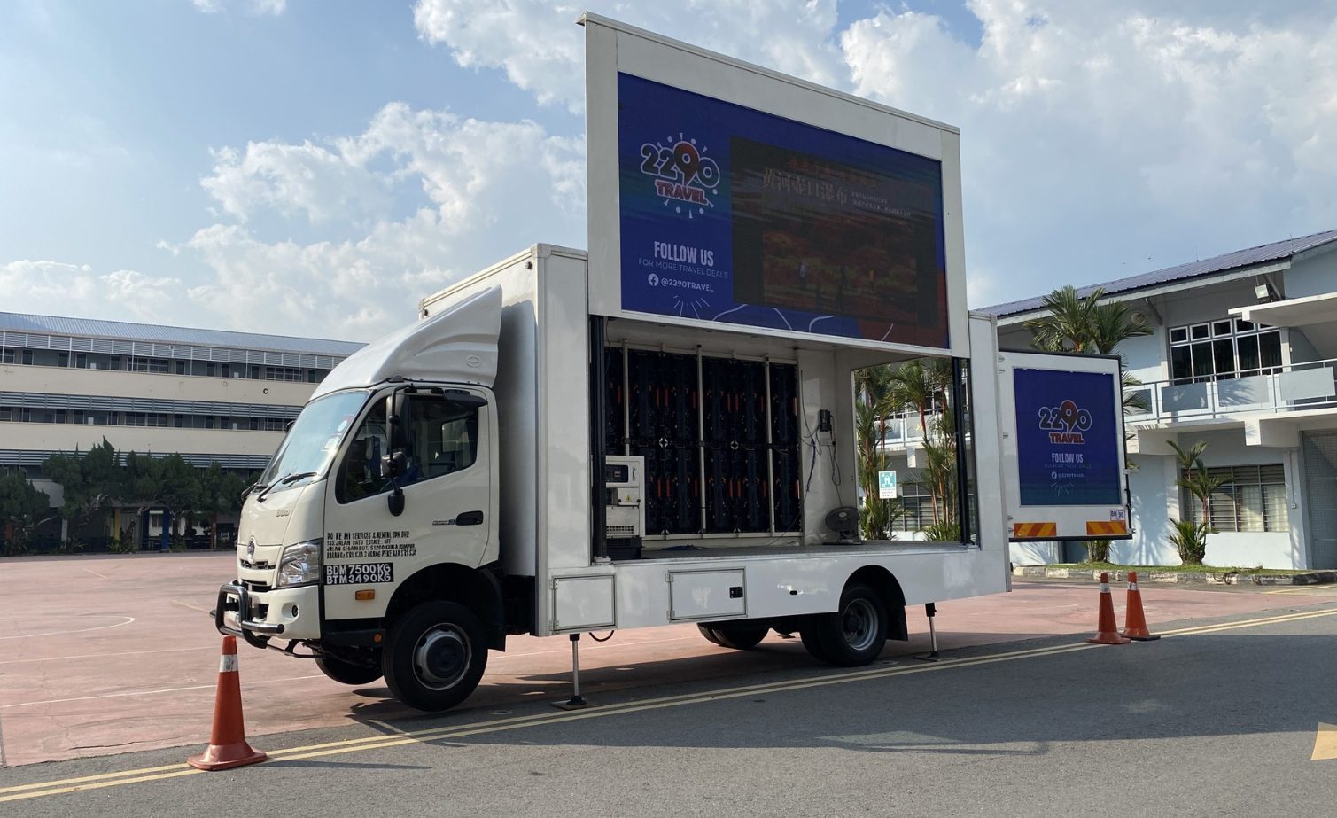 Image features a Mobile LED Truck display for outdoor brand activation campaign and outdoor advertising.