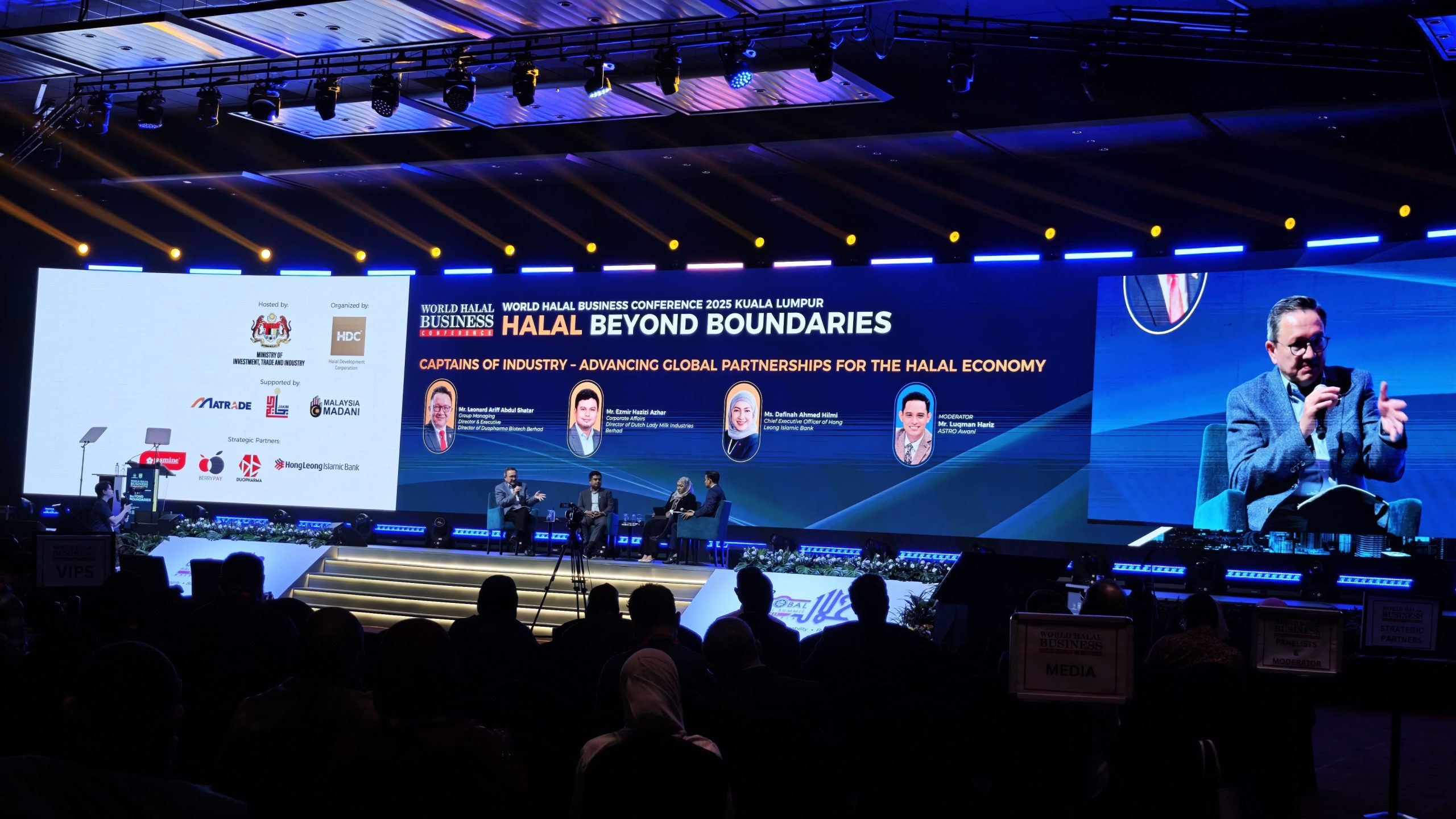 LED screen rental setup displaying presentation content at a corporate conference