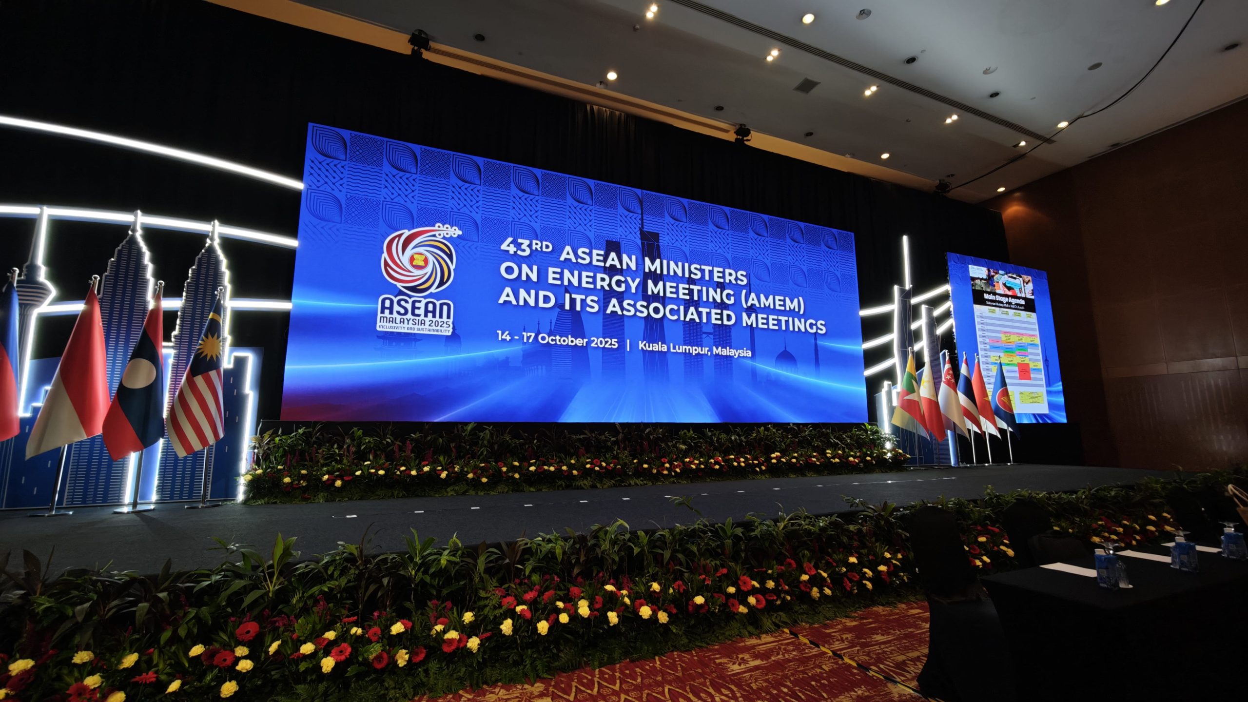LED screen rental setup displaying presentation content at a corporate conference