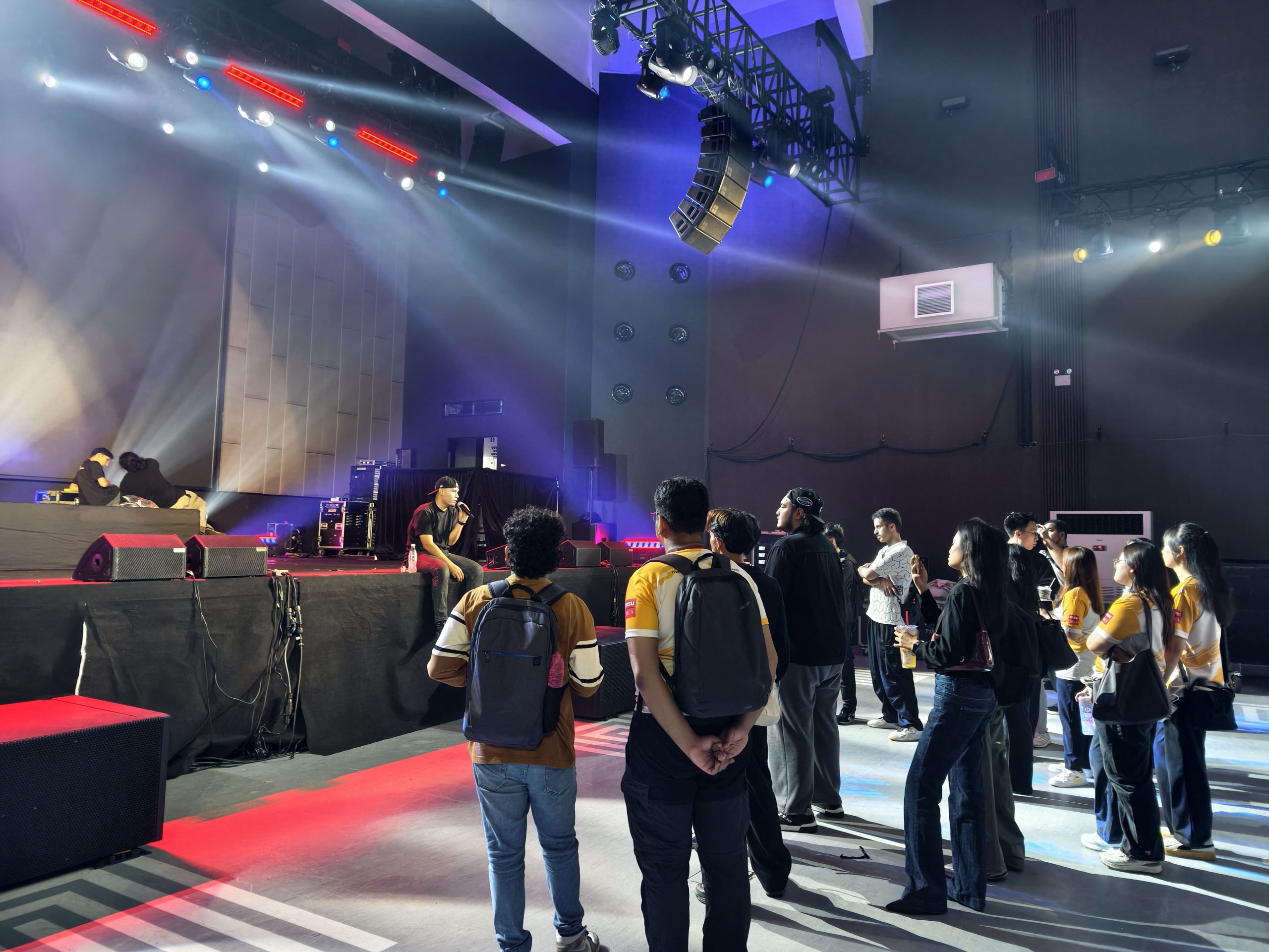 MSU Event Management and Music Technology students explore sound systems, lighting and staging during a DOREMi industrial visit at ODEON KL.