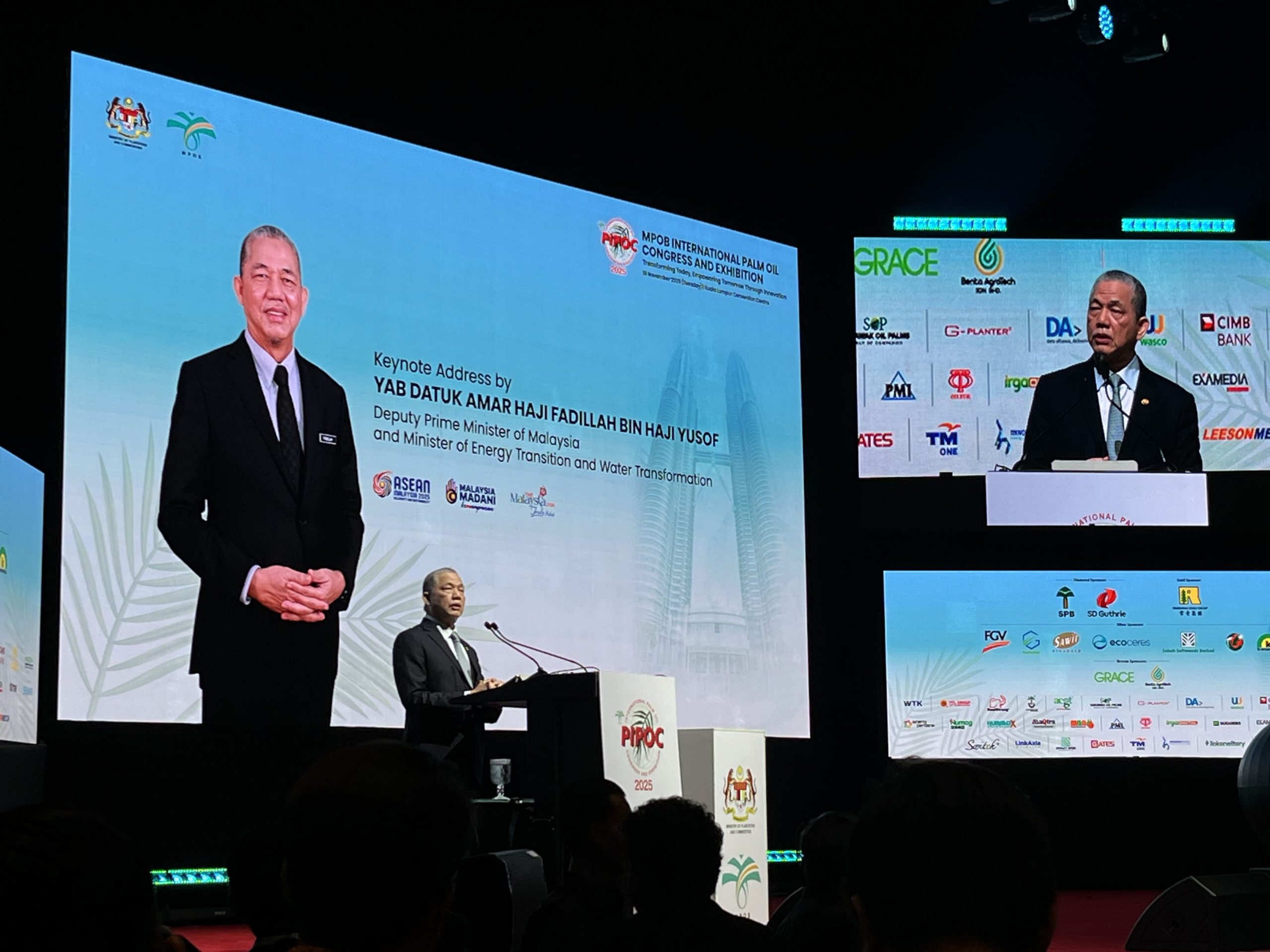 LED screen rental setup displaying presentation content at a corporate conference