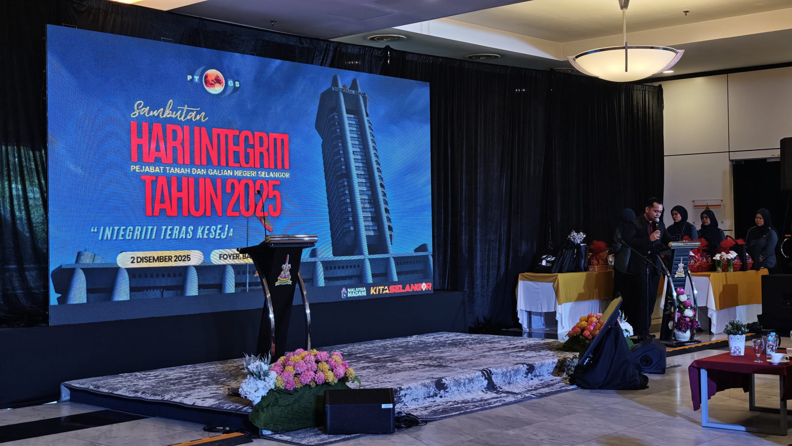 LED screen rental setup displaying presentation content at a corporate conference
